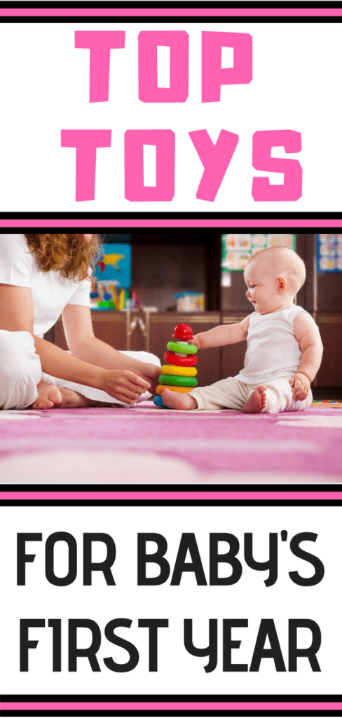 Having simple toys is a great way to encourage baby learning through play. This list contains simple ideas and infant activities for toys that encourage baby milestones. These inexpensive infant toys make great gifts as well!