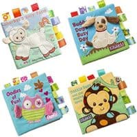 HanShe Baby Soft Book Crinkle Book Set 4 Pack Cloth Book Educational Learning Toy for Infant Fabric Baby Activity Crinkle Book for Infants Toddler Baby Shower Gift for boy Girl Unisex