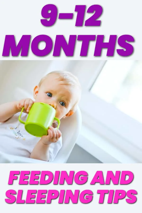 Are you wondering what to expect when it comes to feeding your baby at 9-12 months?  Find ways to encourage finger feeding and open cup drinking.