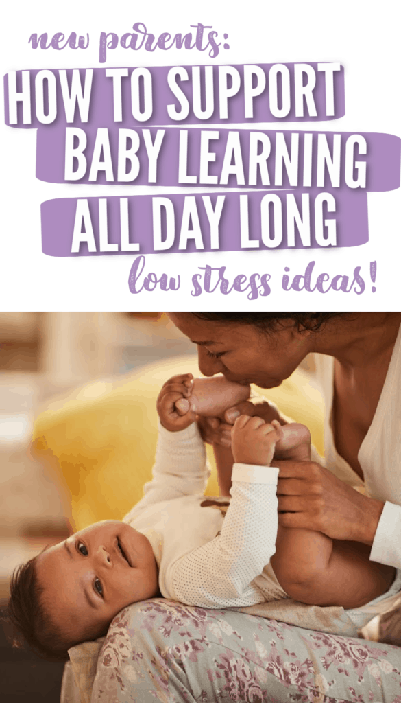 Teaching babies and toddlers using daily routines is so effective because it is low stress and has natural repetition built in which helps encourage new milestones and skills.