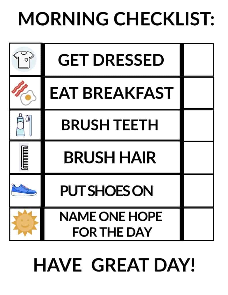 Morning Checklist for Toddlers