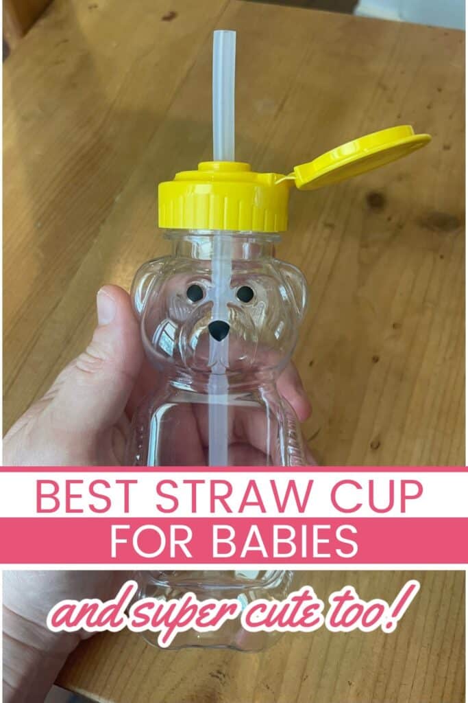honey bear cup with yellow cap and straw