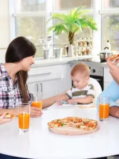family eating dinner together