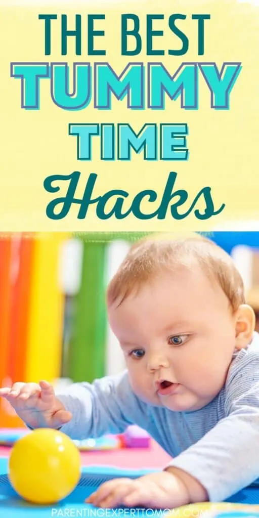 Baby Reaching for Ball with Text Overlay: The Best Tummy Time Hacks
